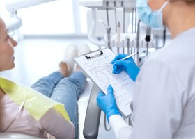 Patient at a dental implant consultation