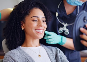 Smiling female dental patient 