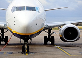 Close-up of plane refueling