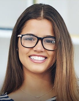 Woman with straight teeth smiling