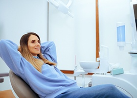 Woman relaxed at dental office 