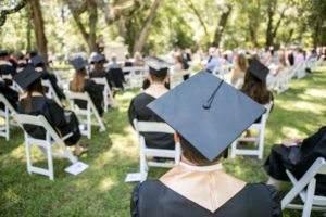 outdoor high school graduation ceremony  